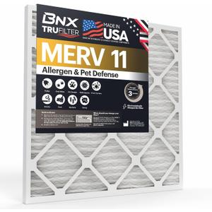 BNX TruFilter 16x24x1 Air Filter MERV 11 (12-Pack) - MADE IN USA - Allergen Defense Electrostatic Pleated Air Conditioner HVAC AC Furnace Filters for Allergies, Dust, Smoke, Allergy MPR 1200 FPR 7
