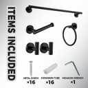 Matte Black 5 Piece Bathroom Hardware Set,SUS304 Stainless Steel Lightweight 24 Inch Bath Towel Bar Set