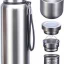 CDJ 34 oz Thermos with Tea Infuser Stainless Steel Vacuum Insulated Water Bottles with 2 Covers Flasks for Hot and Cold Drinks Large Coffee Bottle for Traval,Hiking,Camping