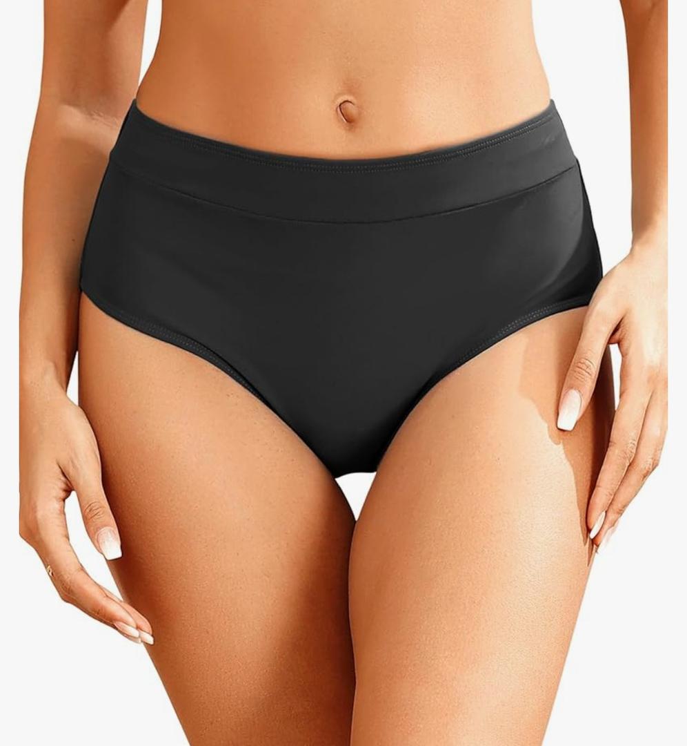 Tempt Me Women Mid Waist Bikini Bottoms - Full Coverage Bathing Suit Swim Bottom Swimsuit Swimwear XL