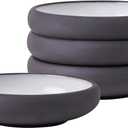 Uaral Matte Black Salad Plate,Dinner Plates and Bowls Set,Stoneware Dessert Plate Set,Appetizer Plates Set of 4,5.5 inch,14 oz(Color Clay and White)