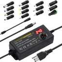 Adjustable Universal Power Supply 3V ~ 24V 3A 72W,100V-240V Switching AC/DC Adapter Converter with 5.5x2.1mm &14 Tips,9V 12V 15V 18V 20V 24V Variable Power Supply for LED Strip Light Printer Speaker