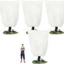 TCBWFY 95x80 Inch Huge Plant Covers Freeze Protection Frost Cloth for Outdoor Plants,2.82oz/yd Thickened Winter Tree Covers with Zipper Drawstring,4 Pack Frost Blanket from Wind,Pest and Animal (White)