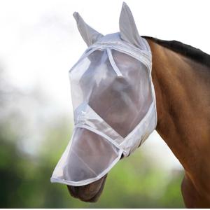 Harrison Howard CareMaster Horse Fly Mask Large Eye Space Long Nose with Ears Full Face Moonlight Silver Large Full Size