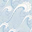 Blooming Wall CPS030 Peel&Stick Handpainting Seamless Blue White Waves Sea Sprays Self-Adhesive Prepasted Wallpaper Wall Mural (17.7“x118”)