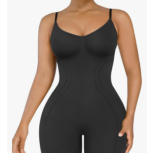 SHAPELLX Shapewear Tummy Control Seamless Bodysuit Waist Trainer Mid Thigh Slim Butt Lift Body Shaper, size M/L