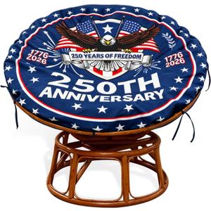 250th Anniversary Papasan Cushion Cover,Navy Blue, 50 Inch | Outdoor Indoor Papasan Chair Cushion Covers Water Resistant, Papasan Chair Cushion Slipcover with Zipper and Straps