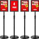 USCNC Sign Holder Stand 8.5x11 inch - Adjustable Floor Standing Sign Holder -Snap open frame,360 Rotation for Malls,Schools,Restaurants (Black 4 Pack)