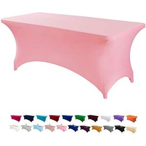 Peomeise 6FT Spandex Table Cover Rectangular Stretch Spandex Tablecloth (Pink,6FT)