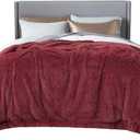 Bedsure GentleSoft Fluffy Burgundy Red Blankets Queen Size for Bed, Thick Sherpa Faux Fur Fleece Fuzzy Plush Winter Warm Soft Full Queen Blankets, Bedroom Decor Red Cozy Gifts for Women Men, 90x90