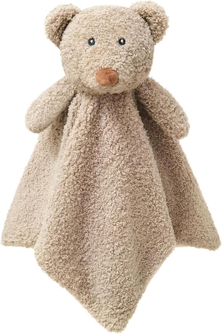 Baby Brown Teddy Bear Soft Stuffed Animal Security Blanket, Plush Bear Character Lovey Blanket, Baby Shower/Nursery Gift, Newborn Infant Toddler Snuggle Blankie for Boys Girls, 14 Inches