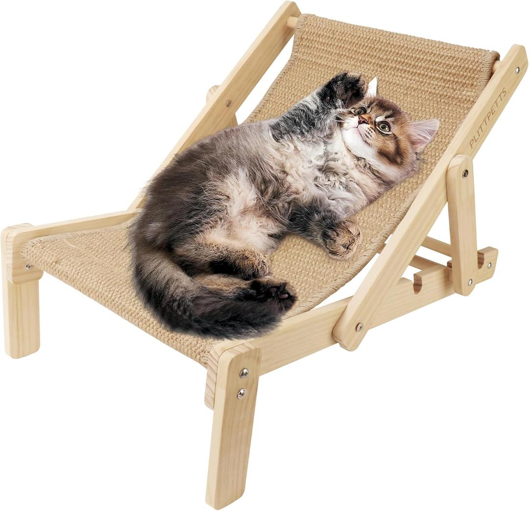 Sisal Cat Scratcher Bed with Adjustable 4-Position for Cats Scratcher Lounge, 2 in 1 Cat Sisal Chair for Indoor Cats Hammock for Scratching Pad, Natural Lounger Chair (Large)