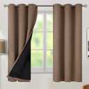 BGment Total Thermal Insulated 100% Blackout Curtains for Bedroom with Black Liner, Double Layer Full Room Darkening Noise Reducing Grommet Curtain (42 x 63 Inch, Taupe, 2 Panels)
