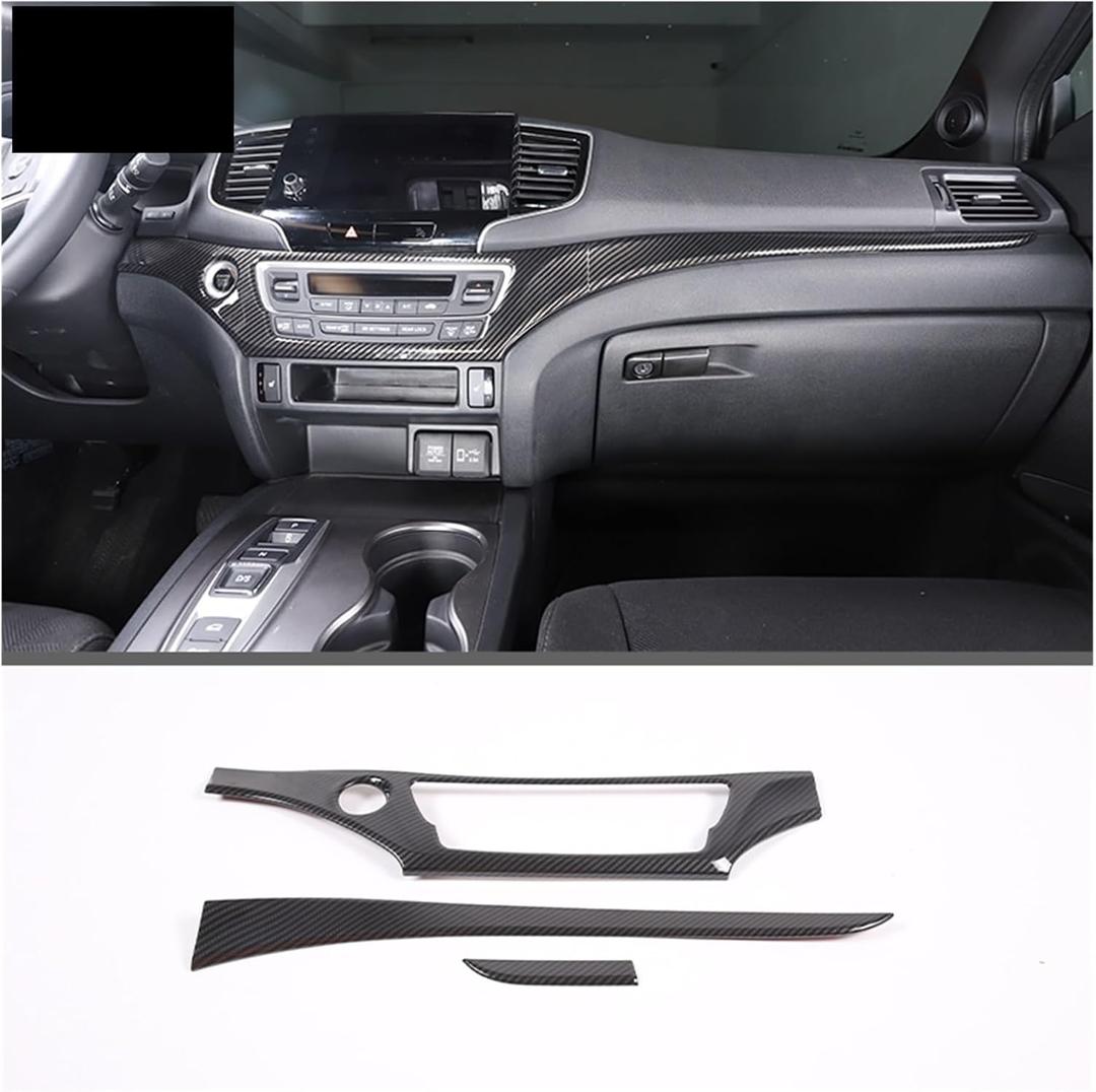 Compatible for Pilot 2015-2022 ABS Carbon Fiber Style Car Center Console Dashboard Panel Decorative Stickers Interior Accessories(Carbon Fiber)