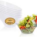 R-kay 6 Pack Large Plastic Bowls - Premium Clear bowls - Plastic Serving Bowls Heavy Duty For Weddings Catering, Parties, And All Occasions 36 Oz (Clear, Large)