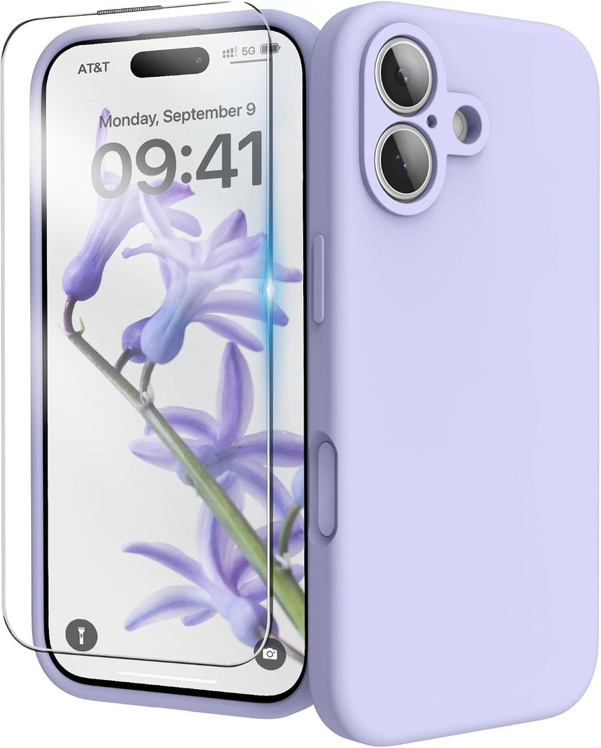 for iPhone 17 Case, Liquid Silicone Cover with Camera Protection Anti-Scratch Soft Microfiber Lining Shockproof Protective Phone Case for iPhone 17 6.3", Lilac
