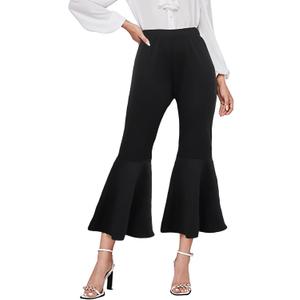 GUOLEZEEV Womens Cropped Pants Elastic Waist Pull On Capris Pants Casual Basic Capri 2024 Summer Pants (Large)