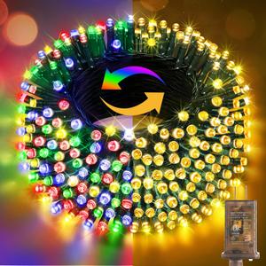 Hezbjiti 337 FT 720 LED Color Changing Christmas Lights Outdoor, 11 Modes String Lights IP44 Waterproof Fairy Light for Party Tree Garden Wedding Decorations (Warm White to Multicolor, Green Wire)