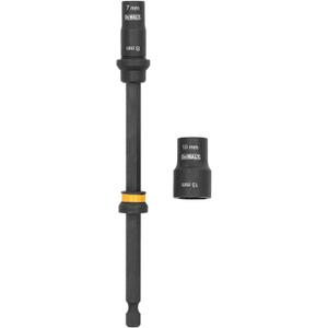 DEWALT FLEXTORQ Socket and Socket Extension, 4 in 1, 7mm & 8mm, 10mm & 13mm, with 6 inch Extension, Double Ended Nut Driver (DWADENDEXT-2MM), Black