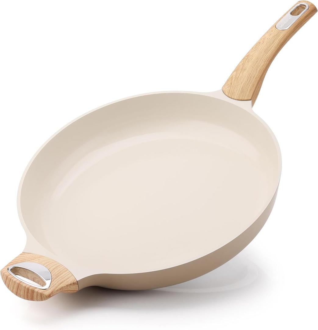 SENSARTE Ceramic Nonstick Frying Pan Skillet with Hot-resistant Handle 12.5Inch Large Non-toxic Healthy Kitchen Cooking Chef's Pan, Free of Intentionally Added PFOA/ PFAS/ PTFE, Induction Compatible