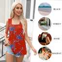 Summer Tank Tops for Women Pleated Square Neck Side Slit Tops Loose Fit Curved Hem Flowy (XXL)