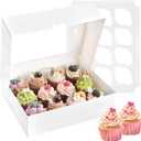 Kucoele 12 Count Cupcake Boxes, 6 Pack White Cupcake Containers with Windows and Inserts, Disposable Cupcake Carriers for Muffins, Treats, Pastries, 13 x 10 x 4 Inches