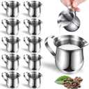 Potchen 12 Pack Stainless Steel Bell Creamers 3 Ounce Creamer Pitcher Mini Coffee Milk Pitchers with Handle and Pouring Spout Cups for Serving Espresso, Tea, Milk, Maple Syrup, Sauce