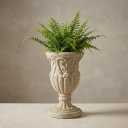 12 Inch Vintage Urn Planters for Outdoor Plants, Embossed Design Durable and Sturdy Resin Fiber Flowerpots with Drainage Hole, Decorative Orchid Houseplant Pot Indoor Outdoor Plant Container