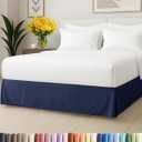 Pleated Bed Skirt King Size - 3 Sided Pleated Bed Skirt King - Ultra-Soft, Easy Fit with 15 Inch Tailored Drop - Hotel Quality, Wrinkle Free & Fade Resistant - for Women, Men, Kids and Teens - Navy