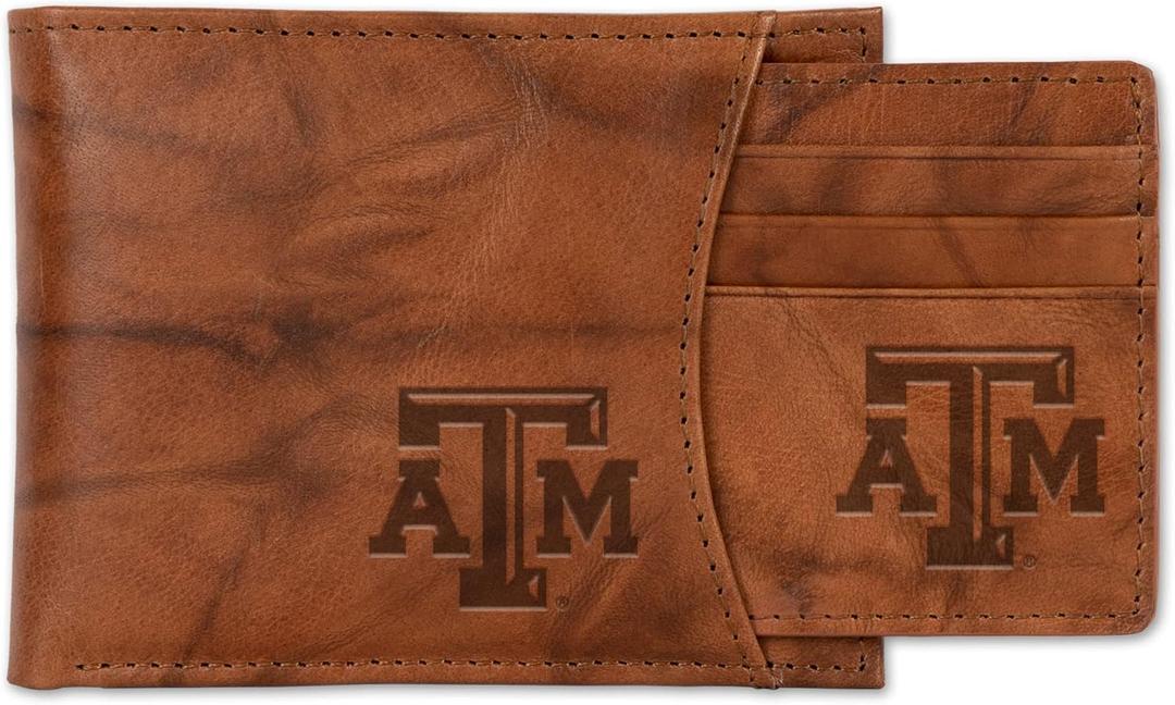 NCAA Standard Genuine Leather Slider Wallet - 2 Gifts in One