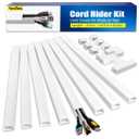 116in Cord Hider Kit, Cord Covers for Wires on Wall, Paintable Cable Raceway, Cord Hider for Wall Mount tv, tv Cable Hider Wall kit, Wire Covers for Cords, W0.96in X H0.57in, White