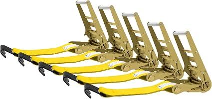 SALUINOKI 5 Pack 4 inch Ratchet Flat Hook Heavy Duty Yellow x12 inch(No Strap), Compatible with 4 inch Winch Straps for Flatbed Trailer