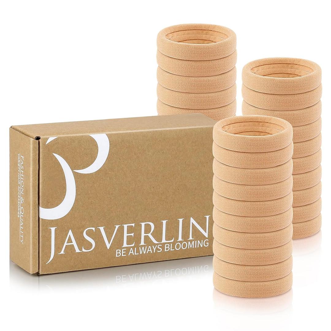 2 x 30 Pcs Light Blonde Thick Hair Ties, 2.4 Inch Large Seamless Cotton Hairties Bands No Damage Non Slip, Soft Stretchy Strong Ponytail Holders Accessories