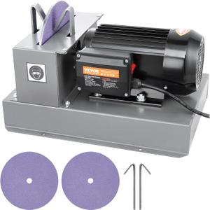 VEVOR Lawn Mower Blade Sharpener, 1HP 750W Lawnmower Blade Grinder with 9-inch Ceramic Grinding Wheel, Powerful Bench Mower Sharpening Machine for High/Low Lift Blades, Gator Blades, Flat Blades