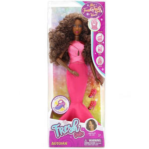 Barbie Fashionistas Doll #217 with Brown Wavy Hair Half-Up Half-Down & Pink Dress, 65th Anniversary Collectible Toy