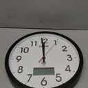 Atomic Wall Clock 12 Inch - Auto DST Modern Analog Battery Operated Silent Wall Clock with Temperature & Digital Calendar for Office Bedroom Kitchen, Round Non-Ticking Classroom & Garage Clock (Black)