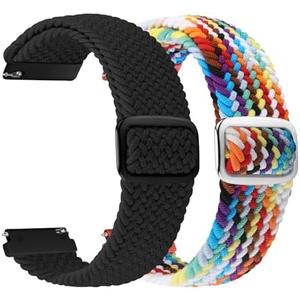 2 Pack Quick Release Braided Bands - 18mm 19mm 20mm 22mm 24mm Solo Loop Adjustable Soft Band for Women Men