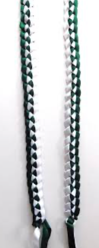 Graduation Lei,  Green & White, Black