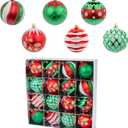 16 Pcs Traditional Classic Christmas Balls Ornaments for Xmas Tree, 80mm/3.15" Big Red and Green Christmas Decorations, Shatterproof Plastic Hanging Balls for Festivals Trees Decor