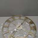 Cuspin Gold Wall Clock, 24 Inch Large Wall Clock for Living Room Kitchen Mantel, Completely Silent Non Ticking Battery-Operated Metal Round Luxury Decorative Modern Clock - Roman Number