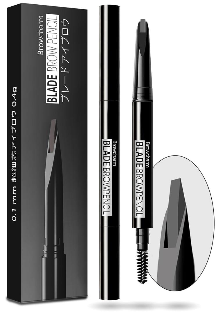 Browcharm Microblading Eyebrow Pencil for Women,0.1mm Ultra-Fine Mechanical Pencil,Makeup Brow Definer Waterproof,Draws Tiny Brow Hairs and Fills in Sparse Areas and Gaps (02 Light Grey)