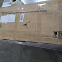 PVWIIK Full Size Floor Bed with Fence and Door,Rubber Wood Floor Bed w/Safety Guardrails/Near The Ground,Easy to Assemble & No Box Spring Needed, Natural