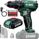 KIMO 20V Cordless Drill Set with 2.0Ah Battery, Max 350 In-lb Torque, 1350 RPM, 3/8" Keyless Chuck, 18+2 Clutch Setting, 18pcs Accessories, Power Drill for Drilling Wood Bricks Walls Metal