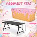 Moukeren Ice Cream Spandex Tablecloth Party Decorations 6ft Ice Cream Drip Baseball Table Cover Washable Wrinkle Resistant Stretch Rectangular Patio Tablecloth for Birthday Indoor Kitchen Decor