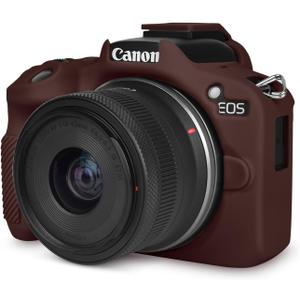 Rieibi EOSR50 EOS R50 Case, Soft Silicone Protective Case for Canon EOS R50 EOSR50 Vlogging Camera, Lightweight EOS R50 Camera Case Grip Cover Body Skin - Coffee