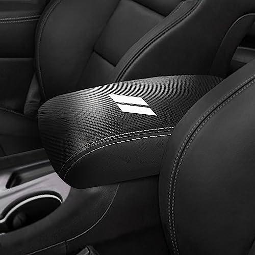 YOSRTER for Dodge Durango Accessories 2021 2022 2023 2024 2025 Center Console Armrest Cover Interior Box Anti-Scratch Leather Central Armrest Decoration (Carbon Fiber White)
