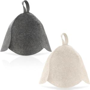 JaGely 2 Pcs Wool Sauna Hat Sauna Accessory Russian Banya Cap Vaporarium Hat Protection from Overheating for Spa Bath Steam Room (Gray,White) (Gray)