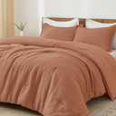 PHF Ultra Soft Waffle Weave Comforter Set Queen Size, 3 Pieces Lightweight Breathable Comfy Bedding Set, Comfy Textured 1 Comforter with 2 Pillow Shams, Terra Cotta