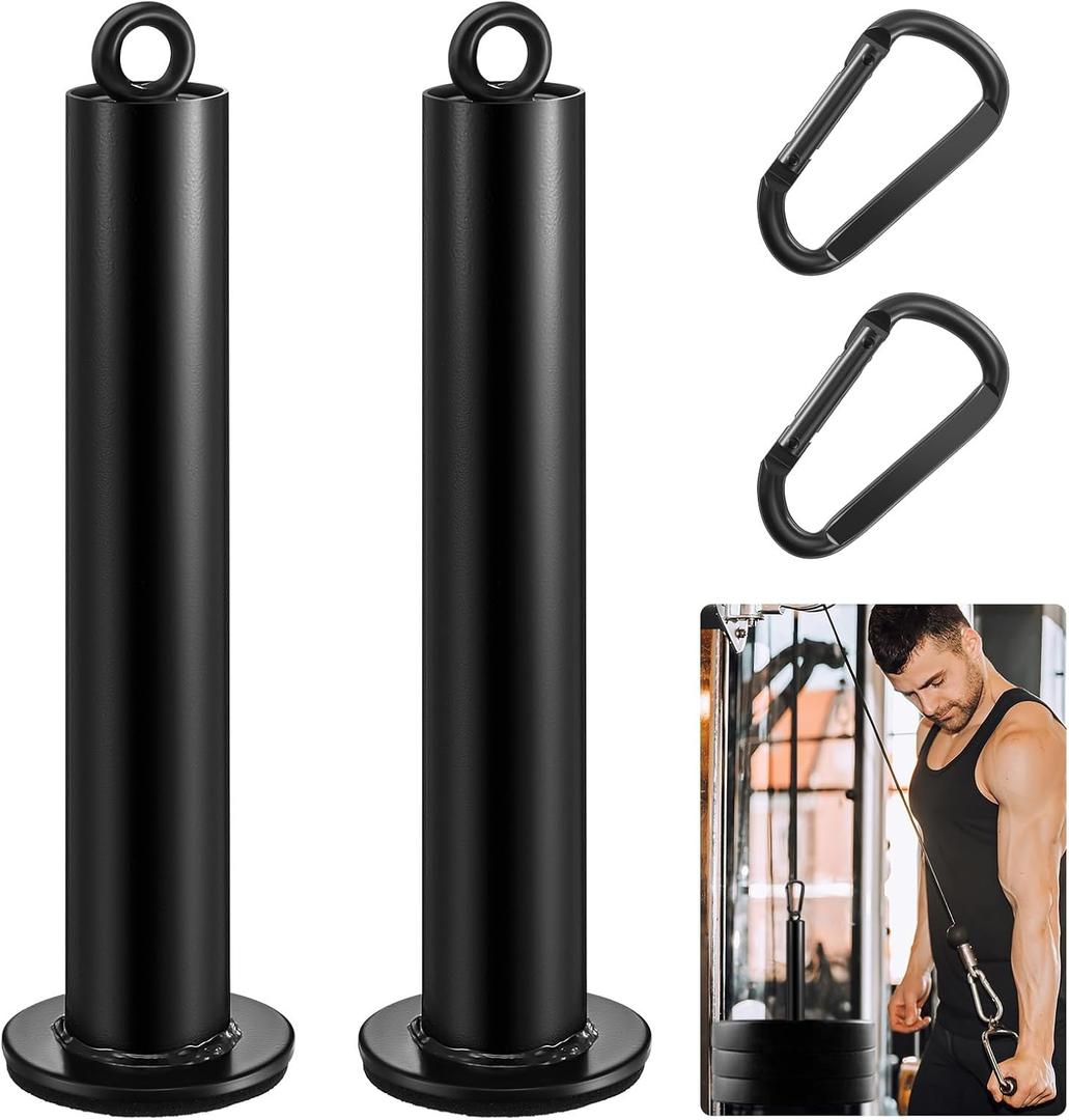 Lasnten 2 Set Weight Loading Pin with Clip Heavy Duty Attachment Fit 1 Inch and 2 Inch Weight Plate for LAT Cable Pulley System Gym