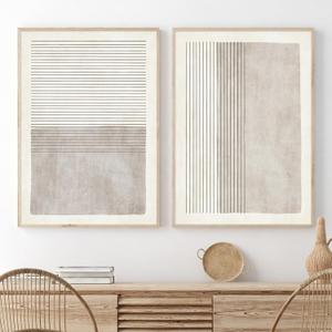 Gray Beige Abstract Wall Art Black Minimalist Line Art Gray Modern Artwork Abstract Gray Painting Minimalist Beige Poster Modern Line Art Prints Neutral Minimalist Wall Art for Bedroom 16x24inx2 No Frame (16L" x 24W")